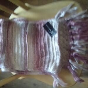 Striped Knit Scarf with Fringe